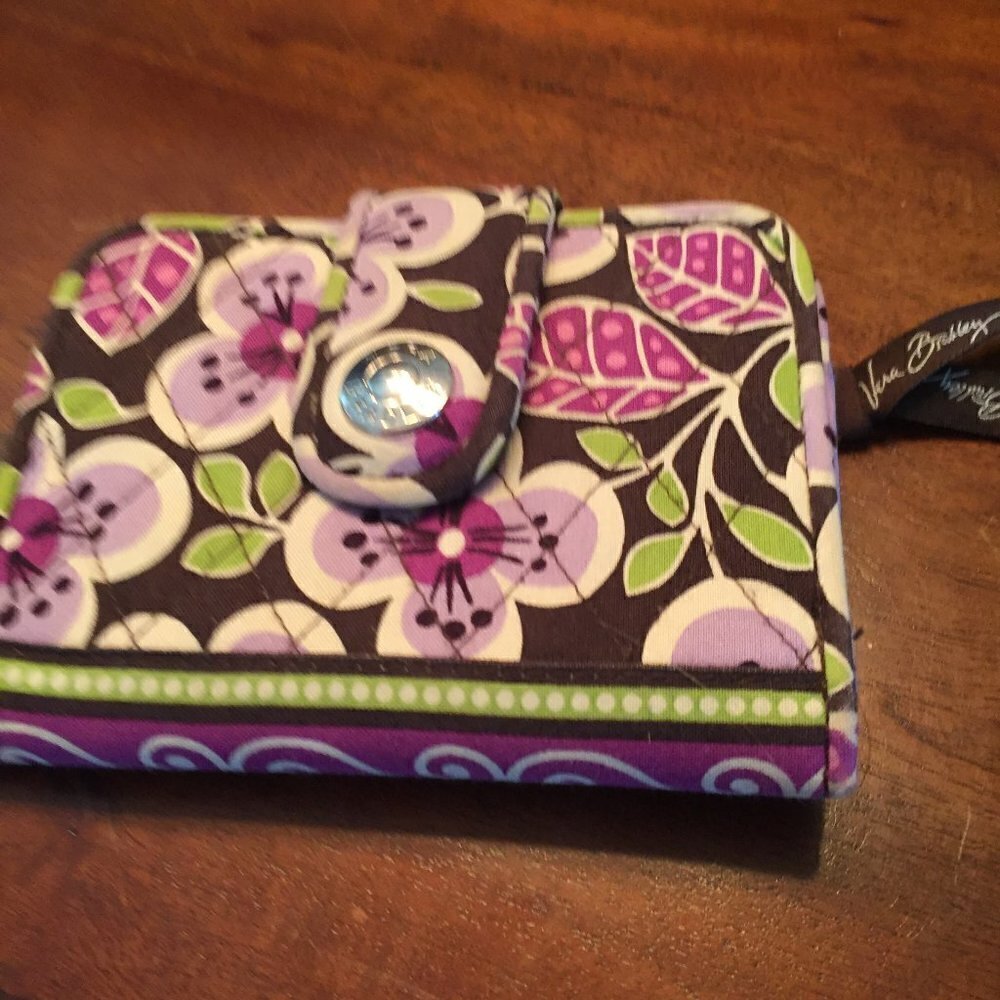 Vera Bradley Plum Petals Brown Purple Wallet